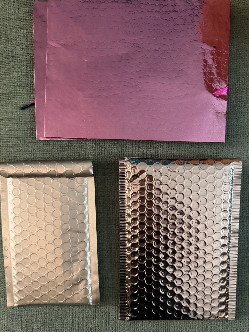 Pink Silver Metallic Bubble Mailer Protective Sleeve - pink